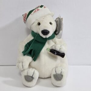 1999 Coca-Cola Plush Polar Bear Bean Bag Christmas Tree Ornament